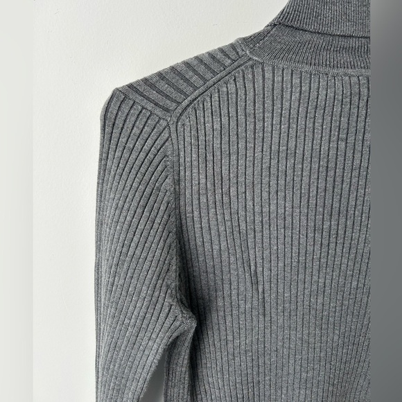 Zara Ribbed Knit Turtleneck Top Grey - Picture 9 of 11